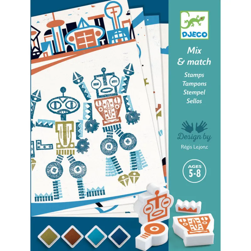 Djeco Art / Craft|Age 7 & 8^Alien Robots Stamping Set