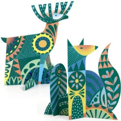 Djeco Art / Craft|Age 9 & 10^Animal Folk 3-D Scratch Cards