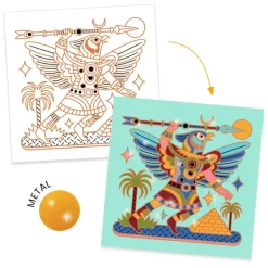 Djeco Age 7 & 8|Age 5 & 6^Animal Warriors | Shiny Colouring