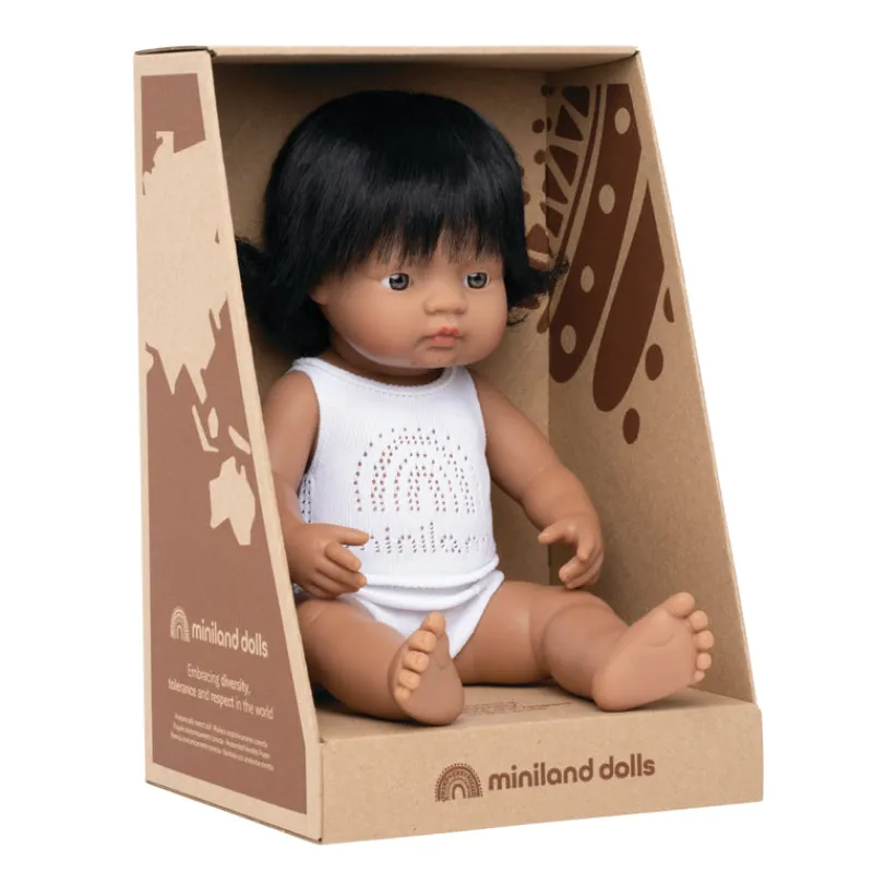 Miniland Dolls Role Play|Dolls^Baby Girl Anatomically Correct Hispanic Doll 38cm
