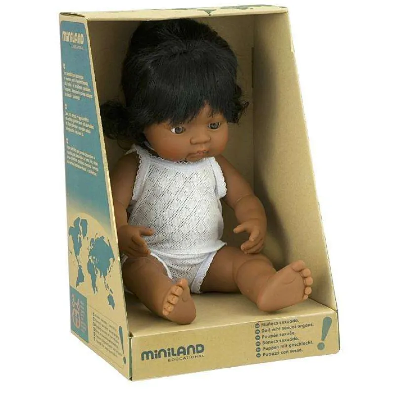Miniland Dolls Role Play|Dolls^Baby Girl Anatomically Correct Hispanic Doll 38cm