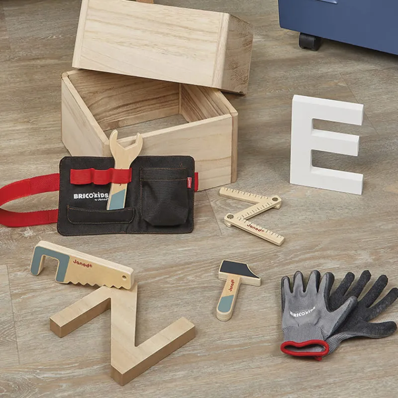 Janod Role Play|Hammer / Lace^BricoKids DIY Tool Belt and Gloves Set