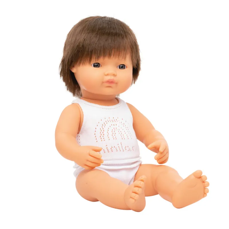 Miniland Dolls Role Play|Dolls^Caucasian Brunette Anatomically Correct Boy Doll - Dressed 38cm