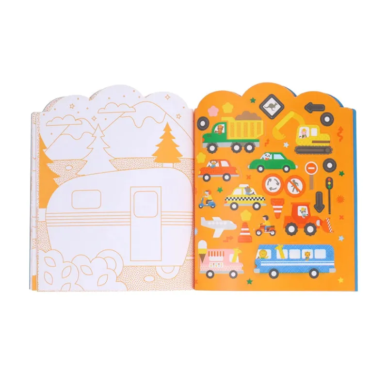 Petit Collage Vehicles / Cars / Trucks|Cars / Trains / Planes^Coloring Book + Stickers - Vehicles