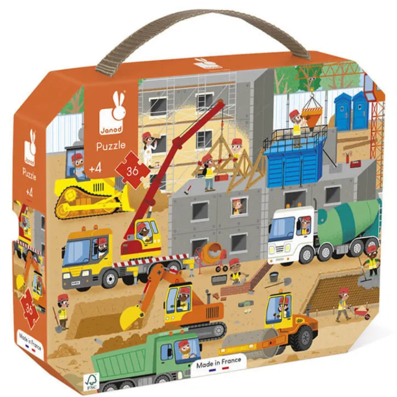 Janod Jigsaws / Puzzles|Age 5 & 6^Construction Site Case Puzzle