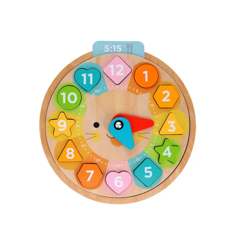 Petit Collage Wooden Puzzles|Age 3^Counting + Colors Wooden Learning Clock