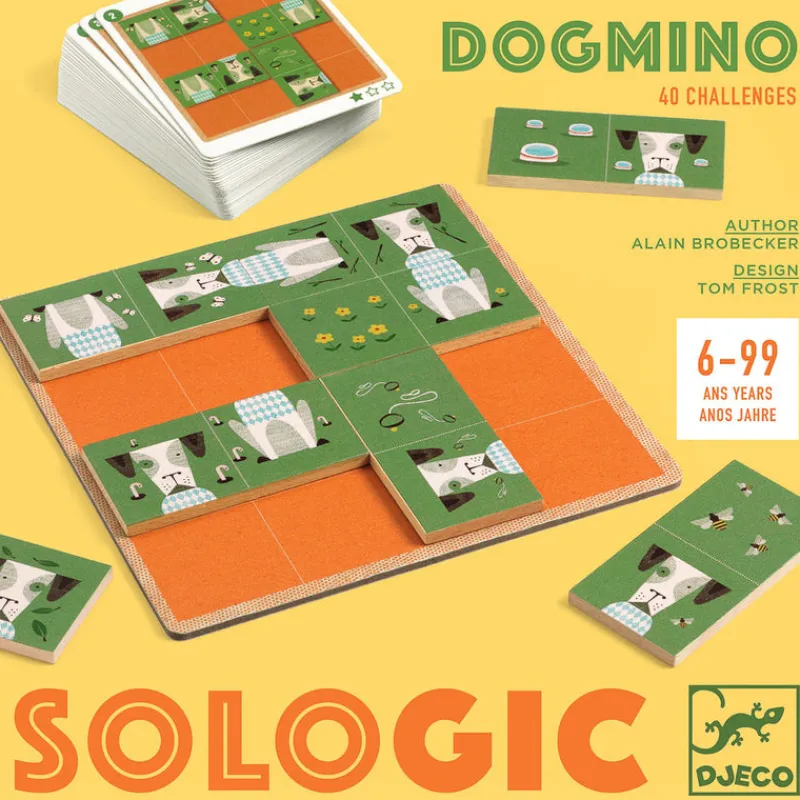 Djeco Wooden Puzzles|Games^Dogmino Patience Game (40 Challenges)