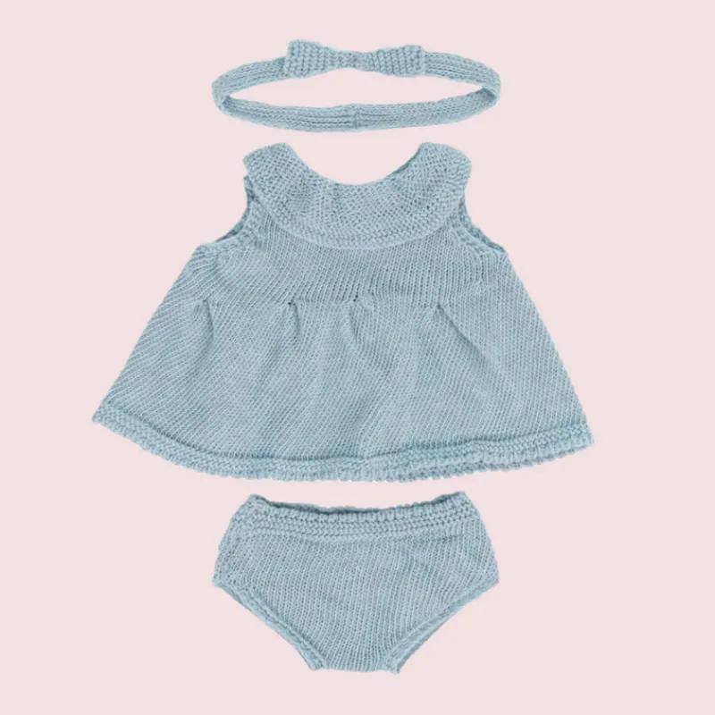 Miniland Dolls Dolls|Dolls^Dolls Knitted Blue Dress Set (38cm dolls)