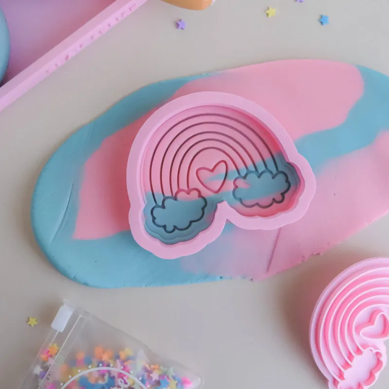 Play Sense Age 7 & 8|Age 5 & 6^Eco Playdough Stamp | Rainbow with cloud