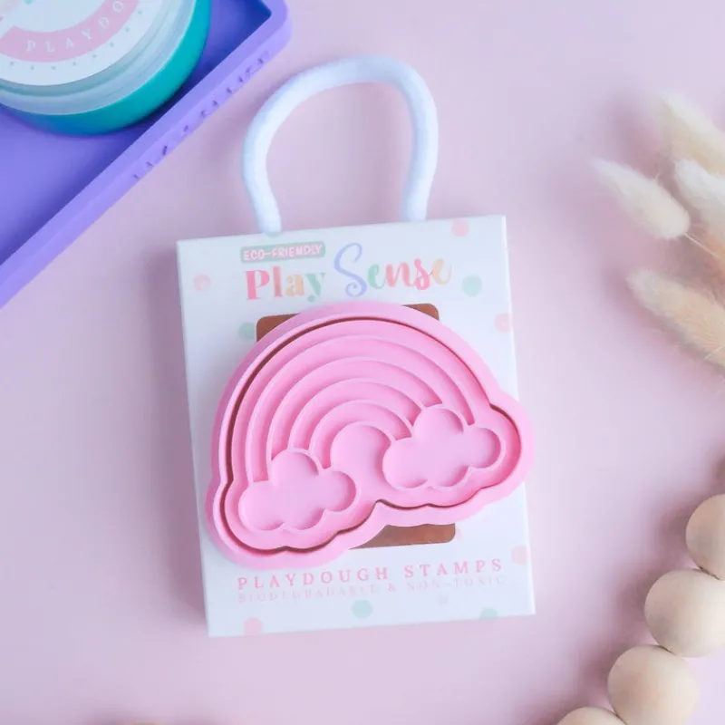 Play Sense Age 7 & 8|Age 5 & 6^Eco Playdough Stamp | Rainbow with cloud