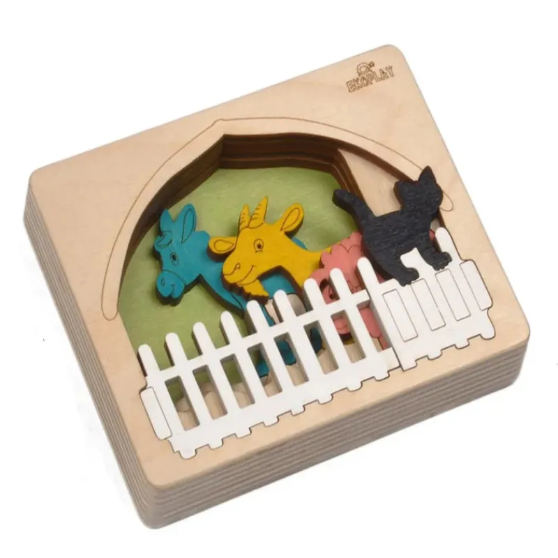 Ekoplay Wooden Puzzles|Early Learning^Farm Animals 3-Dimensional Layer Puzzle