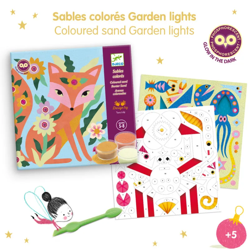 Djeco Art / Craft|Age 7 & 8^Glow-in-the-dark Coloured Sands Art - Garden Lights