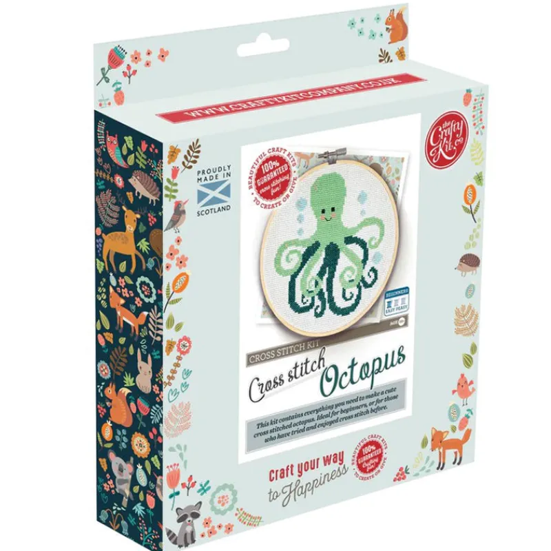 The Crafty Kit Co Art / Craft|Teenager^Green Octopus Cross Stitch Kit