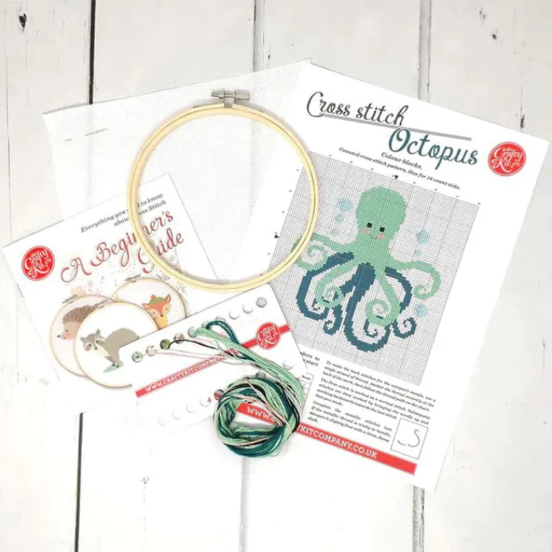 The Crafty Kit Co Art / Craft|Teenager^Green Octopus Cross Stitch Kit