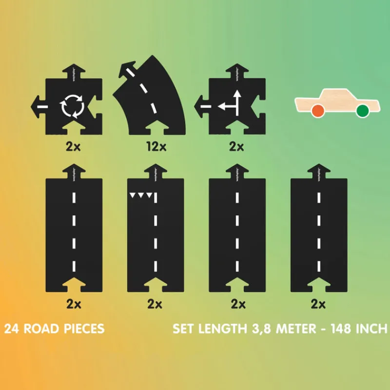 Waytoplay Waytoplay Track Sets|Wooden Vehicles^Highway Car Edition