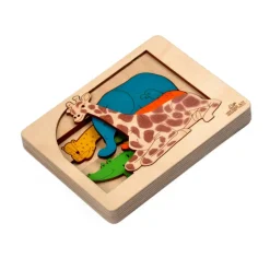 Ekoplay Wooden Puzzles|Early Learning^Jungle Animals 3-Dimensional Layer Puzzle