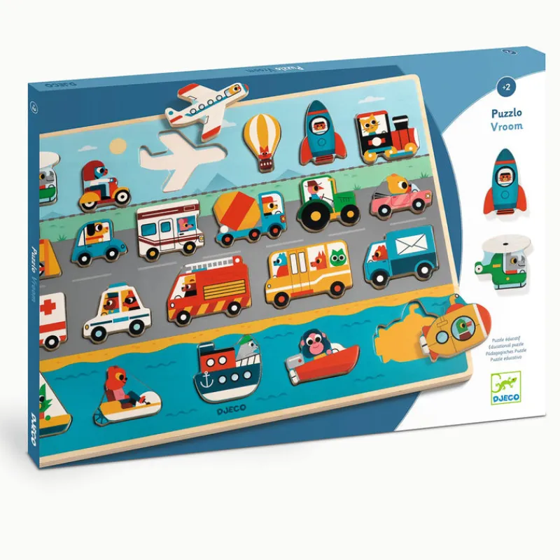 Djeco Wooden Puzzles|Vehicles / Cars / Trucks^Large Wooden Transport Puzzle