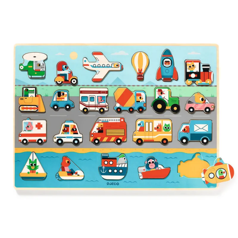 Djeco Wooden Puzzles|Vehicles / Cars / Trucks^Large Wooden Transport Puzzle