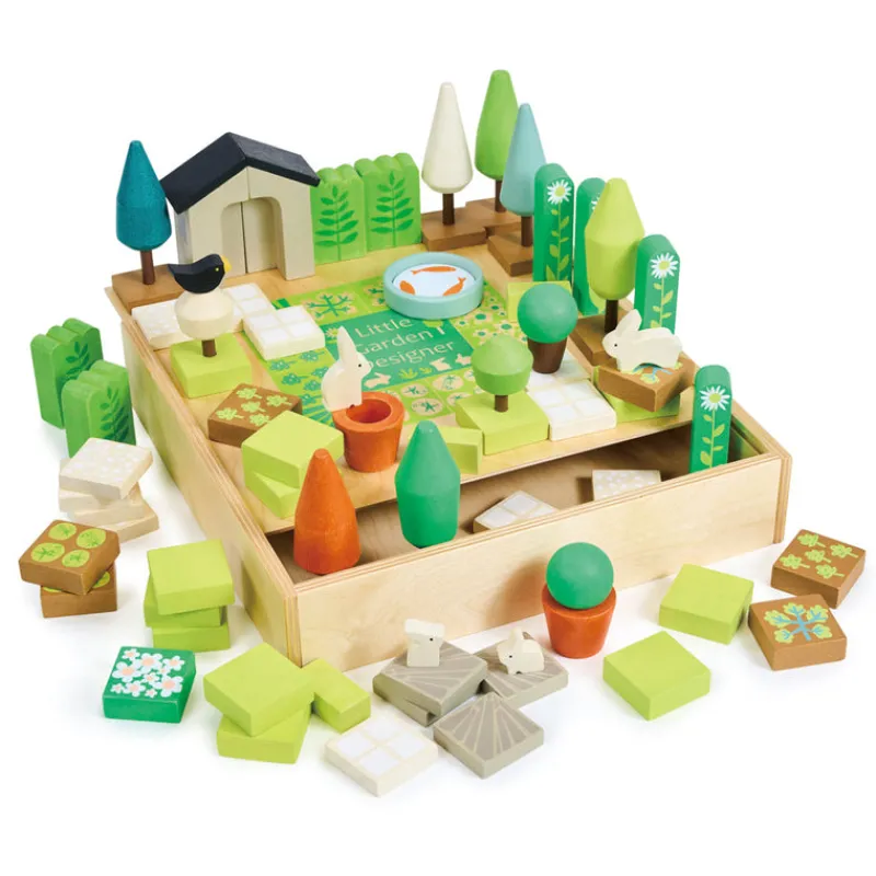 Tender Leaf Toys Wooden Blocks|Small World Play^Little Garden Designer Set (67-Piece Set)
