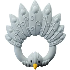 Natruba Sensory Play|Rattles / Clutching^Natural Teether Peacock - Light Blue