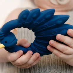Natruba Sensory Play|Rattles / Clutching^Natural Teether Peacock - Blue