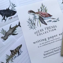 Scattered Seed Co Stationery|Age 11 & 12^Ocean friends Kids Letter Writing Set
