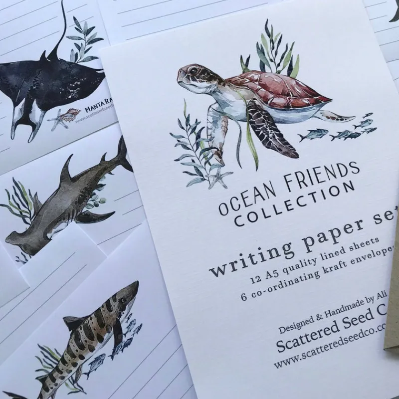 Scattered Seed Co Stationery|Age 11 & 12^Ocean friends Kids Letter Writing Set