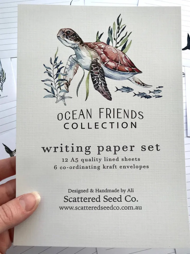 Scattered Seed Co Stationery|Age 11 & 12^Ocean friends Kids Letter Writing Set