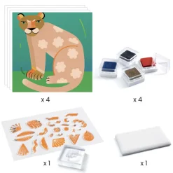 Djeco Art / Craft|Age 11 & 12^Patterns & Animals Clear Stamps Art Kit
