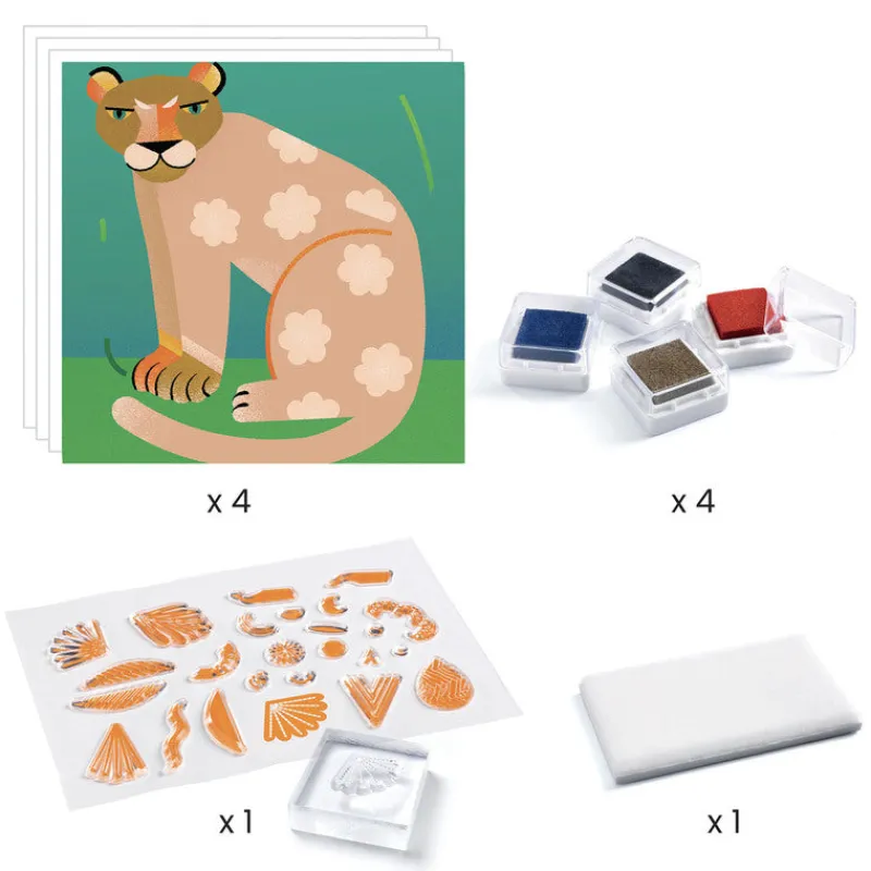 Djeco Art / Craft|Age 11 & 12^Patterns & Animals Clear Stamps Art Kit