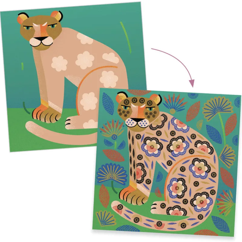 Djeco Art / Craft|Age 11 & 12^Patterns & Animals Clear Stamps Art Kit