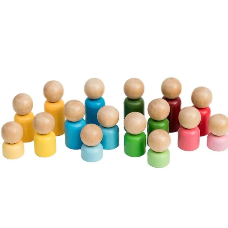 Freckled Frog Wooden Blocks|Small World Play^Rainbow Families (16 Pieces)