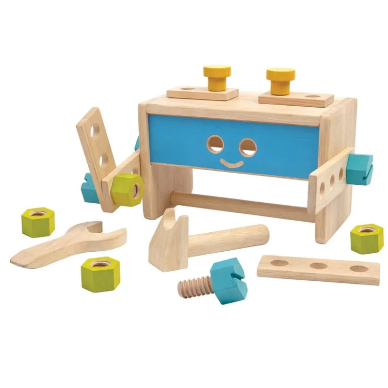 Plan Toys Early Learning|Hammer / Lace^Robot Toolbox - Wooden