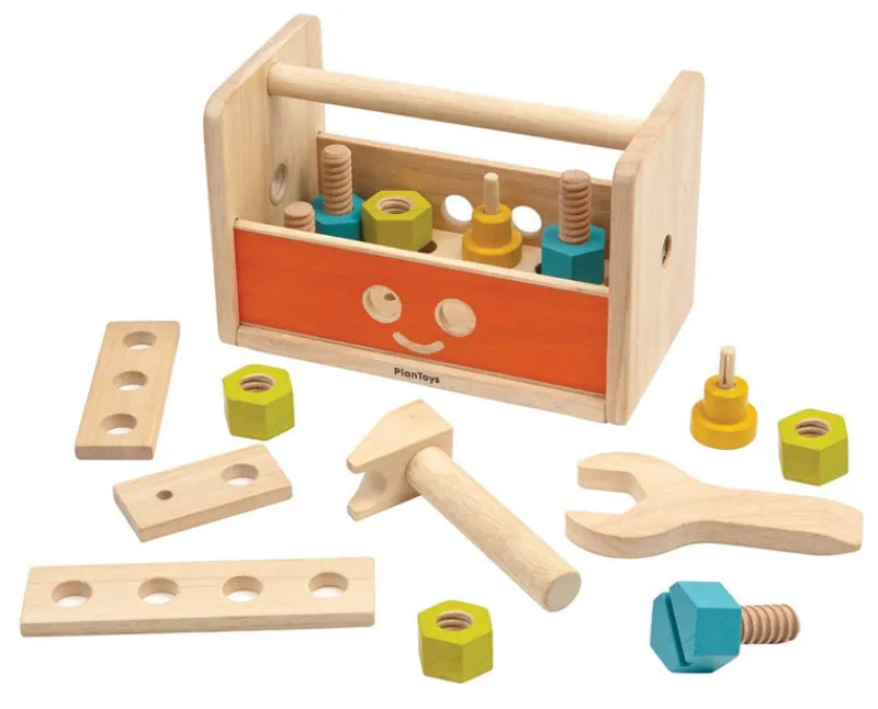 Plan Toys Early Learning|Hammer / Lace^Robot Toolbox - Wooden