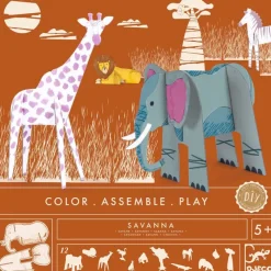 Djeco Art / Craft|Age 9 & 10^Savanna Colour, Assemble & Play