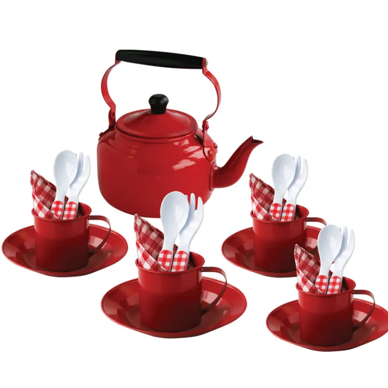 Mushab Role Play|Kitchen / Play Food^Tin Picnic Set with Kettle and Carry Case