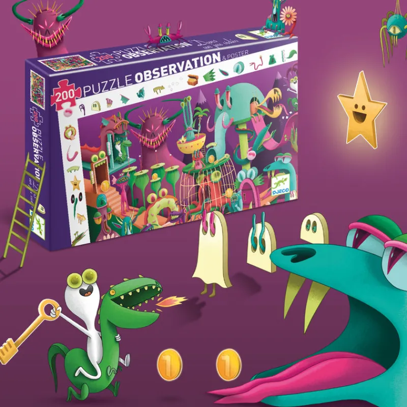 Djeco Jigsaws / Puzzles|Age 9 & 10^Video Game Observation Puzzle + Poster 200pc