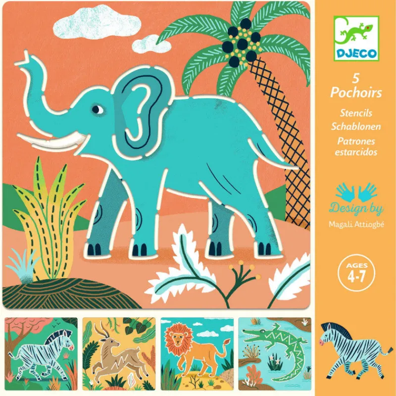 Djeco Age 5 & 6|Age 4^Wild Animals Stencils