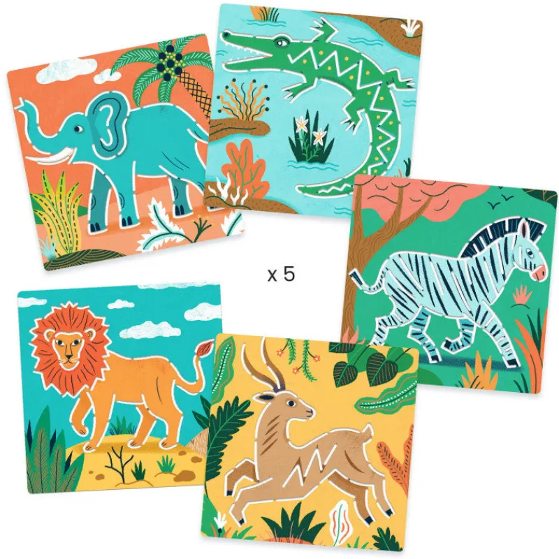 Djeco Age 5 & 6|Age 4^Wild Animals Stencils