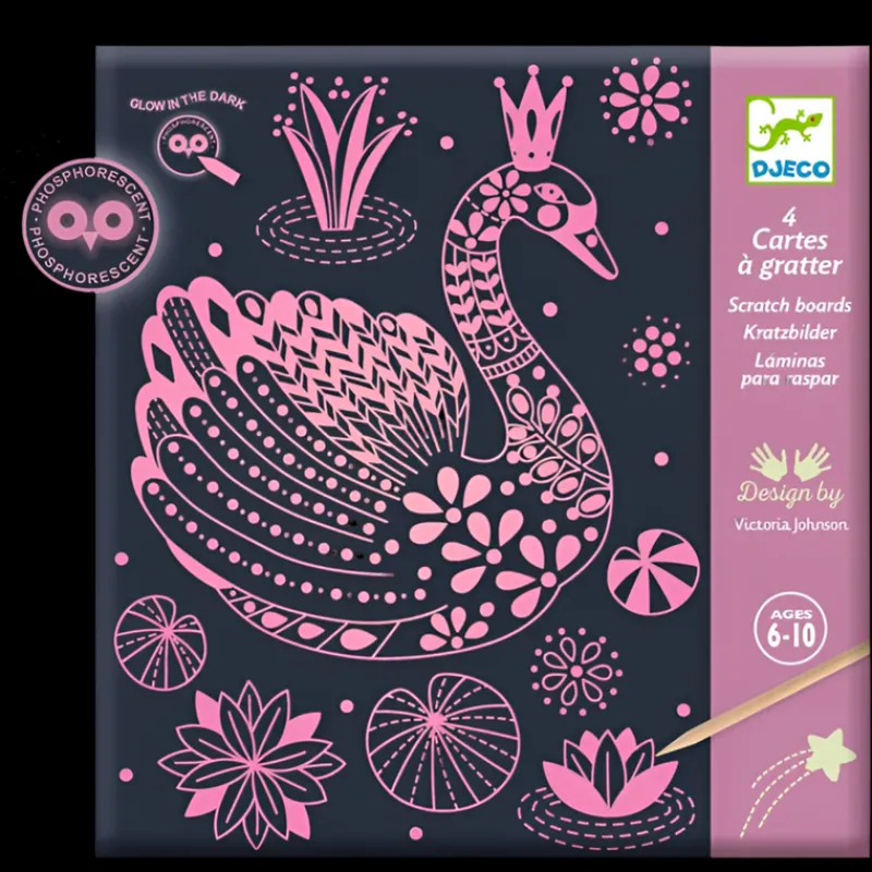Djeco Art / Craft|Age 9 & 10^Wonderful World Scratch Cards (glow-in-the-dark)