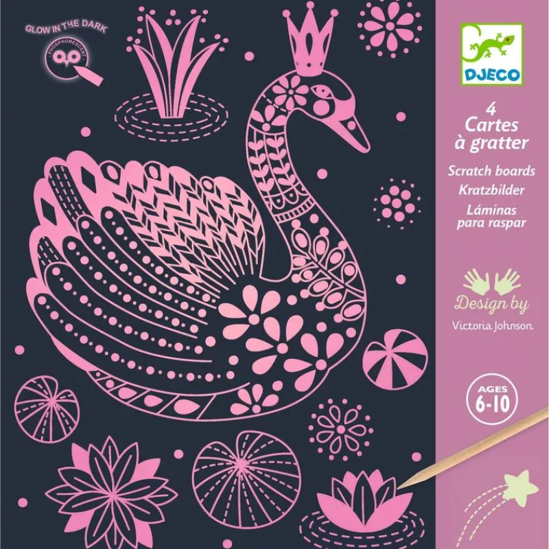 Djeco Art / Craft|Age 9 & 10^Wonderful World Scratch Cards (glow-in-the-dark)