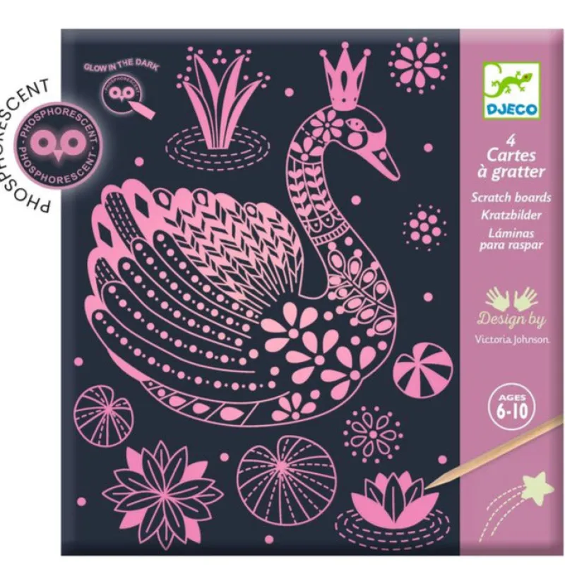 Djeco Art / Craft|Age 9 & 10^Wonderful World Scratch Cards (glow-in-the-dark)