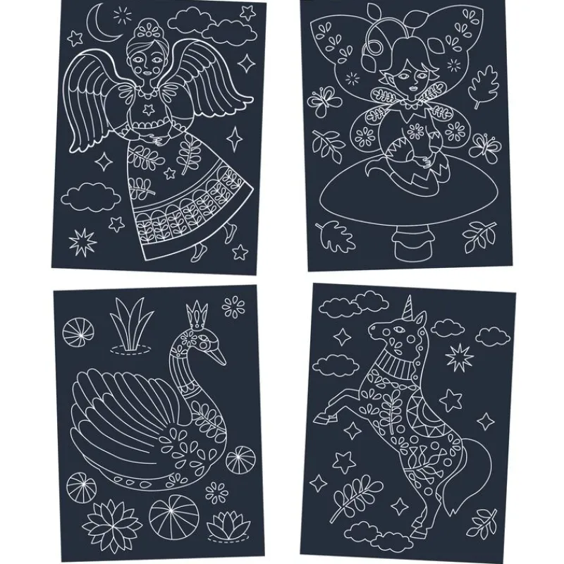 Djeco Art / Craft|Age 9 & 10^Wonderful World Scratch Cards (glow-in-the-dark)